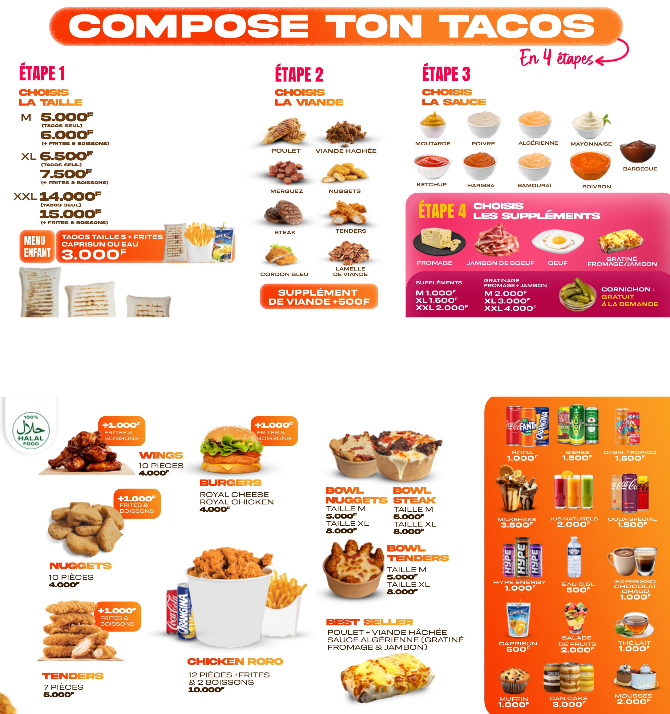 Menu complet O'Takkos